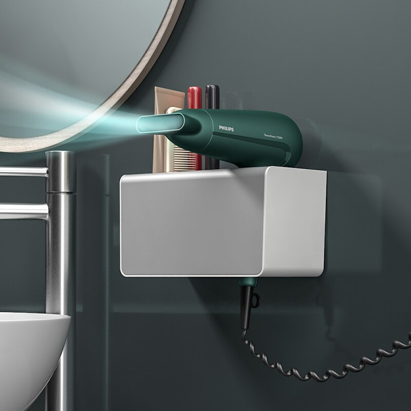 MENGNI kiváló minőségű hajszárító tartó Lyukasztásmentes fürdőszobai polc műanyag fésűs tároló rendszerező állvány fürdőszobai kiegészítő készletek