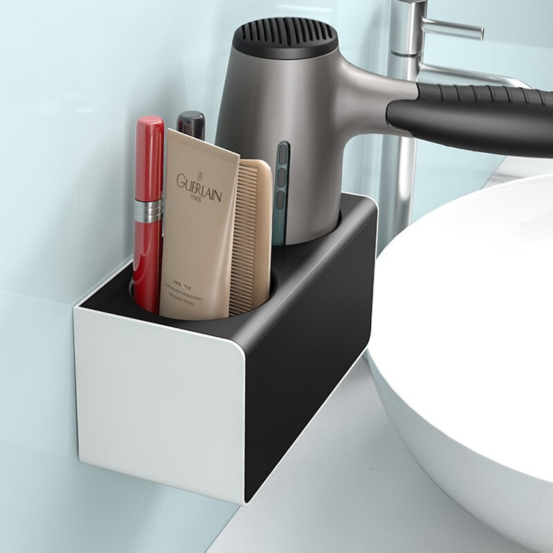 MENGNI kiváló minőségű hajszárító tartó Lyukasztásmentes fürdőszobai polc műanyag fésűs tároló rendszerező állvány fürdőszobai kiegészítő készletek