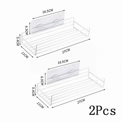 Falra szerelhető polcrendező sampon tároló tartó fúrás nélkül Zuhanypalack tartó Konyhai rendező Fürdőszoba kiegészítők