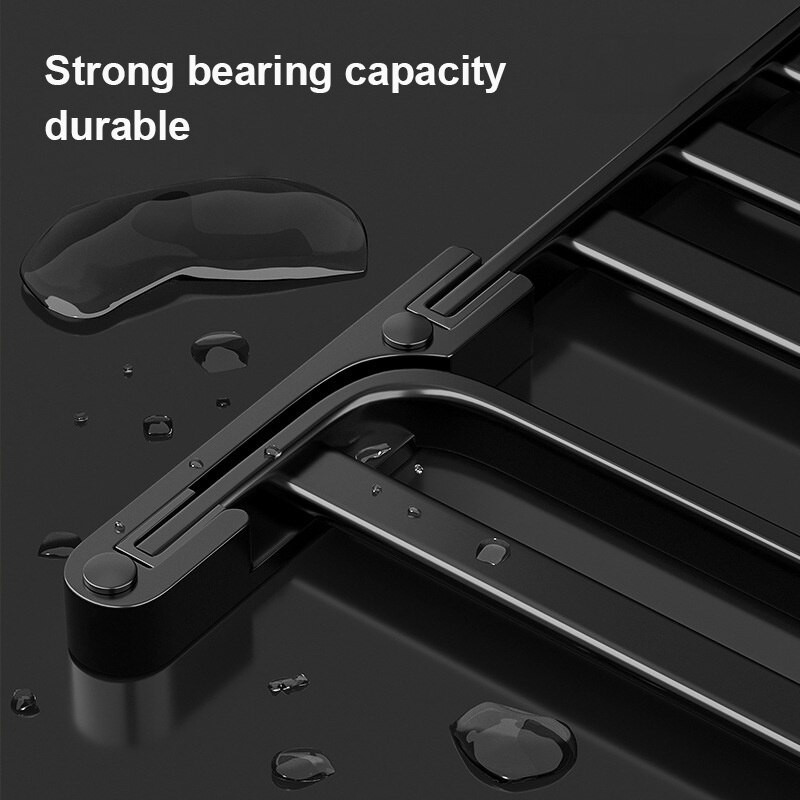 50cm Space alumínium fürdőszobai fekete törülközőtartó, divatos falra szerelhető összecsukható tároló törölközőfogas fürdőszobai polc