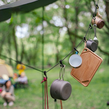 Връзка за къмпинг Закачалка Външна палатка Къмпинг Въже за дрехи с 10 куки Преносимо регулируемо ветроустойчиво въже за окачване