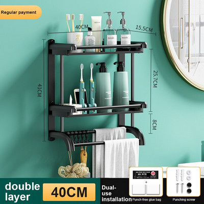 Lyukasztásmentes rozsdamentes acél fürdőszoba WC-tároló állvány fogas törülköző polc rendszerező falra szerelhető zuhanypolcok tartozékok