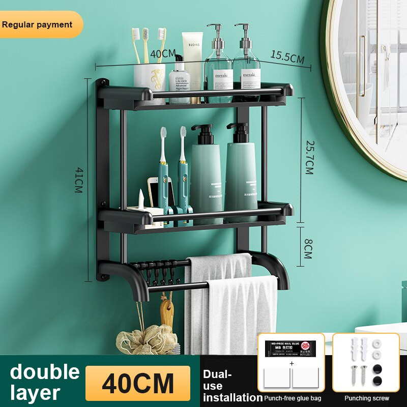 Lyukasztásmentes rozsdamentes acél fürdőszoba WC-tároló állvány fogas törülköző polc rendszerező falra szerelhető zuhanypolcok tartozékok