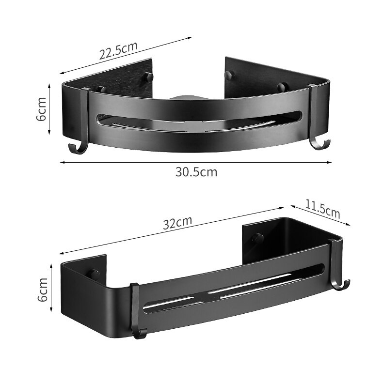 Raft de colț pentru baie, montare pe perete fără găurire, din aluminiu pentru duș, suport de depozitare, organizator pentru suport pentru șampon, accesorii pentru baie
