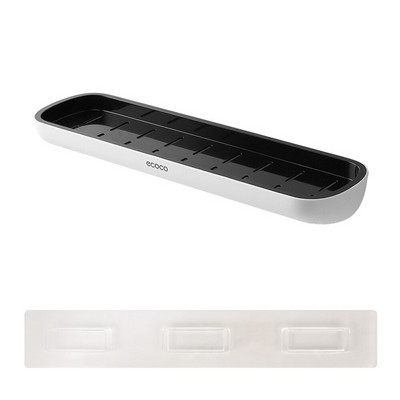 Fără găurire Suport de depozitare pentru șampon, montat pe perete, Organizator de depozitare pentru duș, cu bară de prosoape, raft de depozitare pentru baie