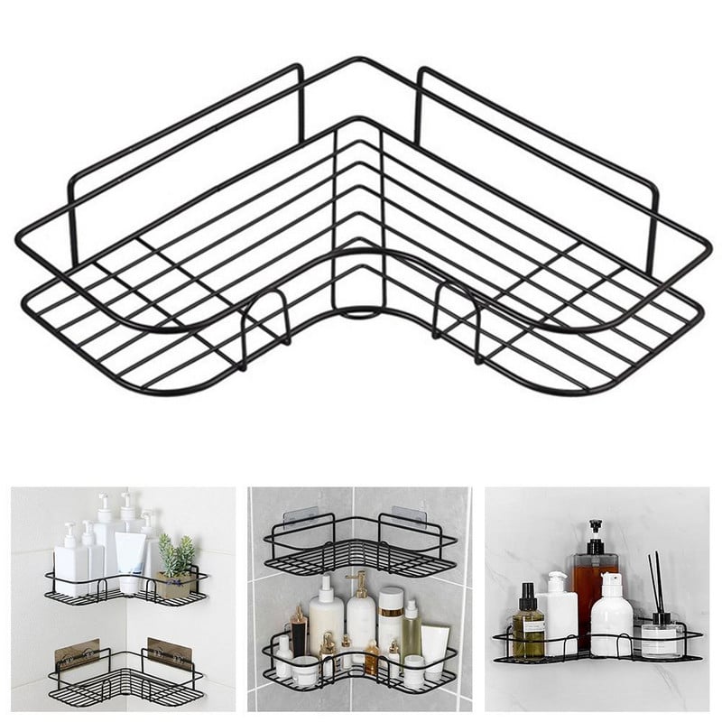 Vonios lentyna Virtuvės Tvarkyklės Lentynos Kampinis rėmas Geležinis dušo dėklas laikymo stovas Šampūno laikiklis vonios kambario priedams