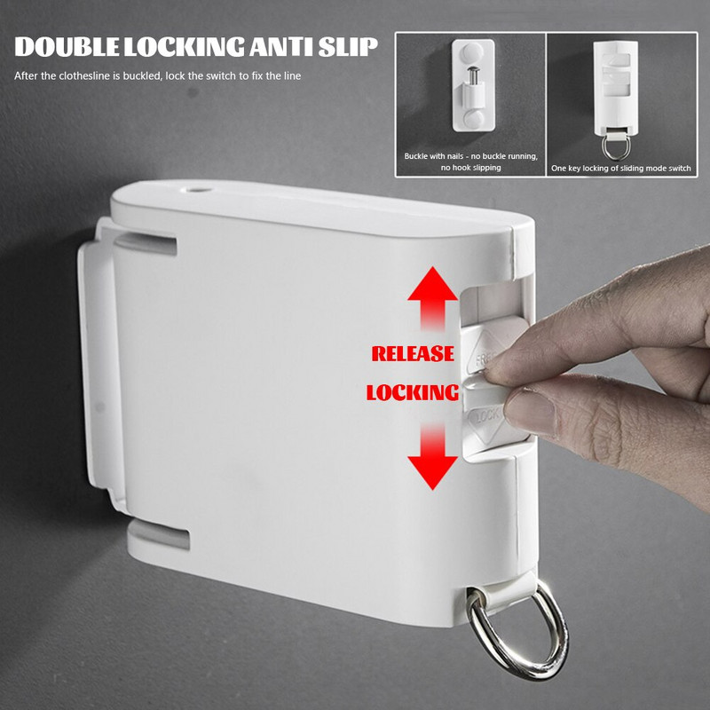 4,2 m visszahúzható fali ruhaszárító zsinór csúszásmentes láthatatlan ruhaszárító zsinór ütésmentes erkély szárító állvány háztartási kültéri ruhaakasztók