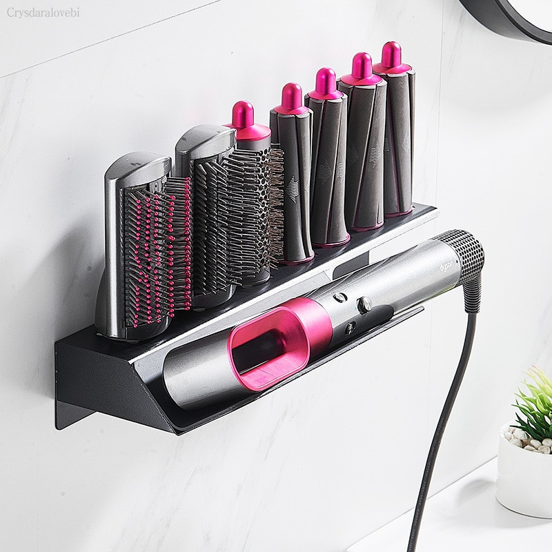 Falra szerelhető tartó Dyson Airwrap Styler hajsütő pálca hordókhoz és kefék tároló állványhoz kábelszervező Hoo-val