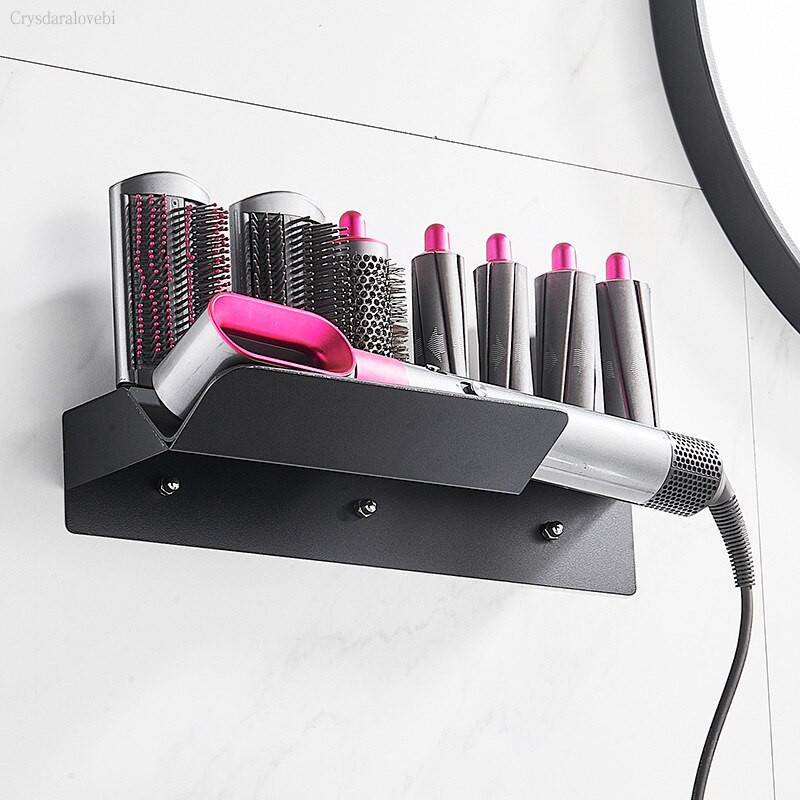 Falra szerelhető tartó Dyson Airwrap Styler hajsütő pálca hordókhoz és kefék tároló állványhoz kábelszervező Hoo-val