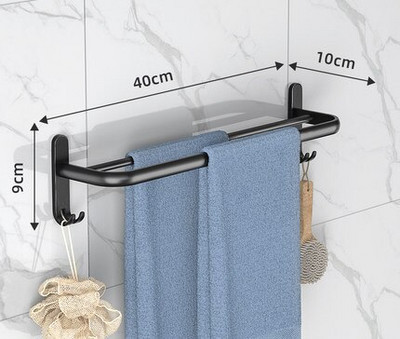 Vonios rankšluosčių kabykla Matinis juodas rankšluosčių laikiklis Aliuminis prie sienos tvirtinamas sulankstomas rankšluosčių kabykla Mados laikymo lentynos kabliukas