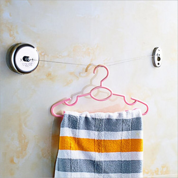 Поставка за сушене на дрехи Въже Домашно съхранение Неръждаема стомана Прибиращи се въжета Сушилня за дрехи Организатор Закачалка за пране