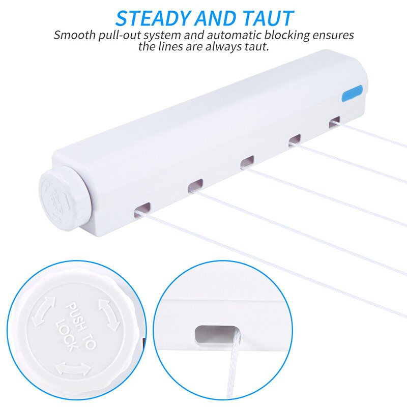Umeraș retractabil pentru interior frânghie Umeraș montat pe perete Suport pentru uscare pentru prosoape frânghie flexibilă pentru uscător de haine de baie