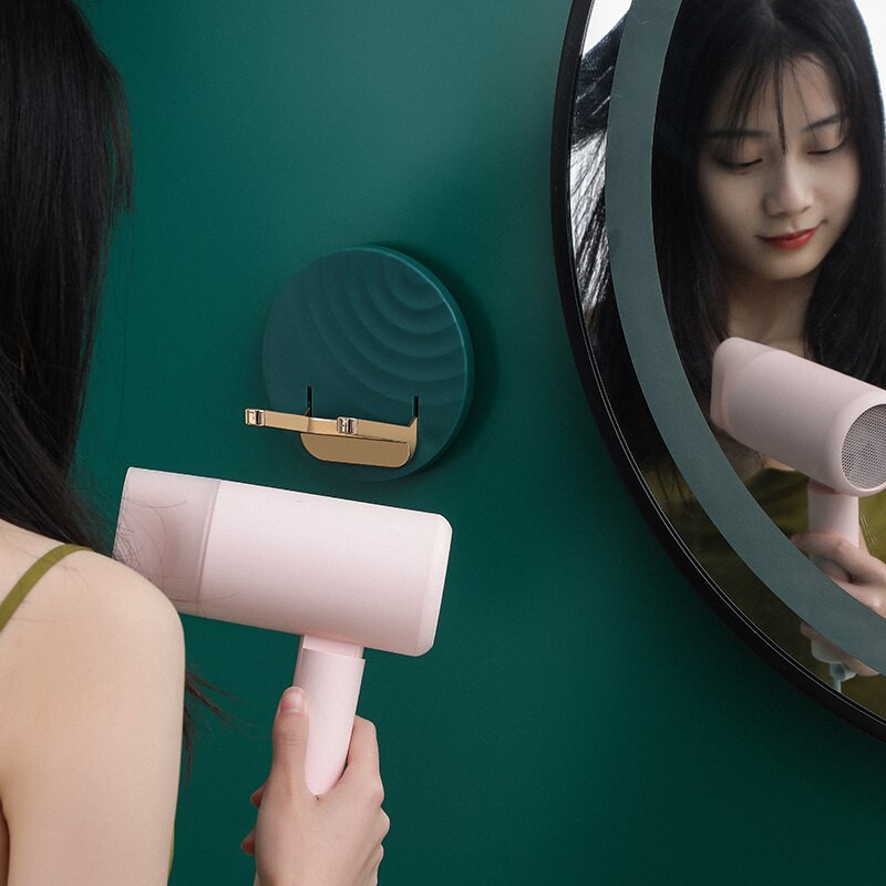 Plaukų džiovintuvo laikiklis vonios kambariui Pakabinamas prie sienos sulankstytas pakabinamas stovas Laikymas Vonios kambario Lentynos Lentynos Tvarkyklės Vonios kambarys