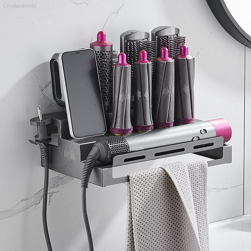 Tárolóállvány Dyson Airwrap polcokhoz Falra szerelhető polcszárító és hajcsavaró tartó Hajápoló eszköz rendszerező állványtartó