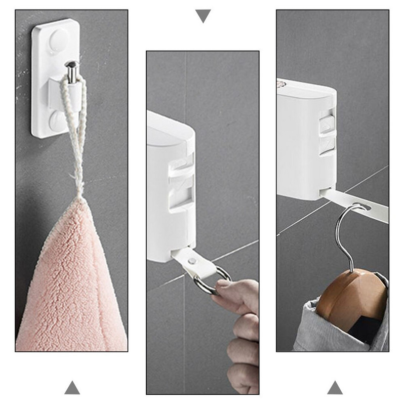 Ruhakötél Ruhavonal Mosó Falra szerelhető Kihúzható Szárító Behúzható Akasztó Beltéri Mosodai Kötél Szélálló kültéri