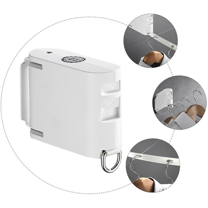 Ruhakötél Ruhavonal Mosó Falra szerelhető Kihúzható Szárító Behúzható Akasztó Beltéri Mosodai Kötél Szélálló kültéri