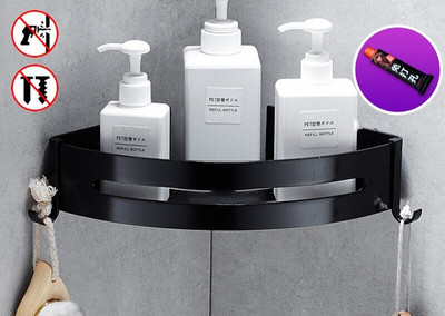 Rafturi pentru baie Toaletă Quare/Triunghiulară Forare gratuită Toaletă Spațiu pentru agățat pe perete Toaletă din aluminiu Toaletă Raft de depozitare Triunghi