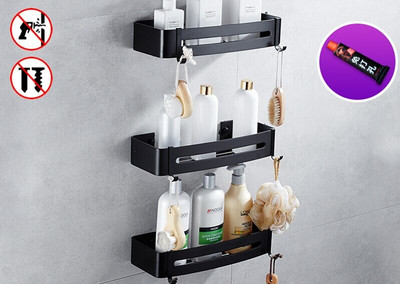 Rafturi pentru baie Toaletă Quare/Triunghiulară Forare gratuită Toaletă Spațiu pentru agățat pe perete Toaletă din aluminiu Toaletă Raft de depozitare Triunghi