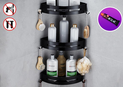 Rafturi pentru baie Toaletă Quare/Triunghiulară Forare gratuită Toaletă Spațiu pentru agățat pe perete Toaletă din aluminiu Toaletă Raft de depozitare Triunghi