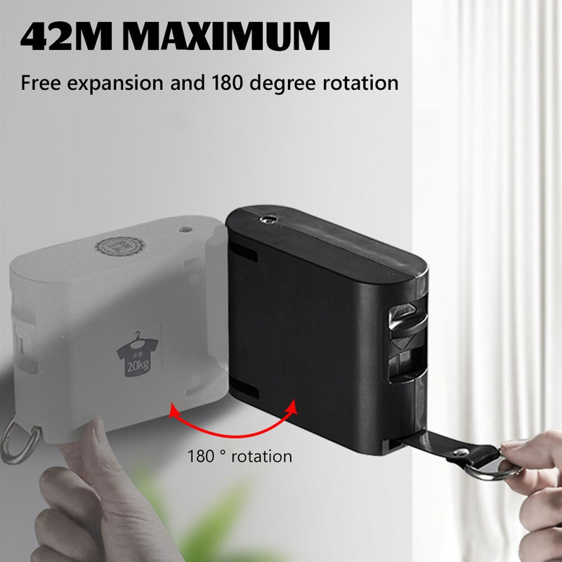 4,2 m visszahúzható fali ruhaszárító kötél, kihúzható ruha, falra szerelhető ruhaszárító kötél csúszásmentes, hordozható utazási erkélyre