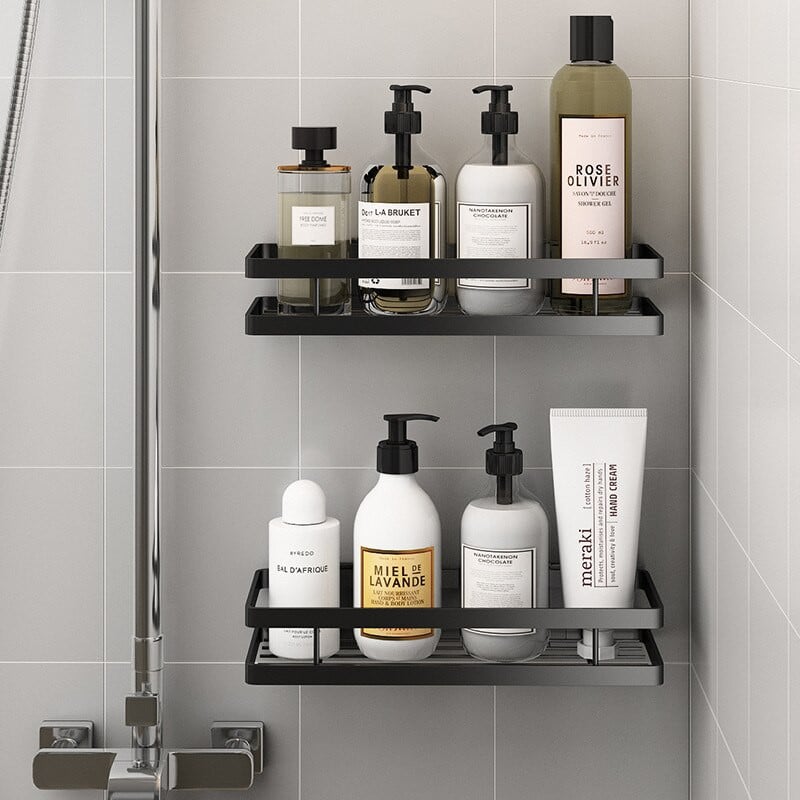 Vonios lentyna dušo šampūnas lentyna be grąžto juodas laikiklis 20-35 cm virtuvės sieninė lentyna vonios tualeto lentynos