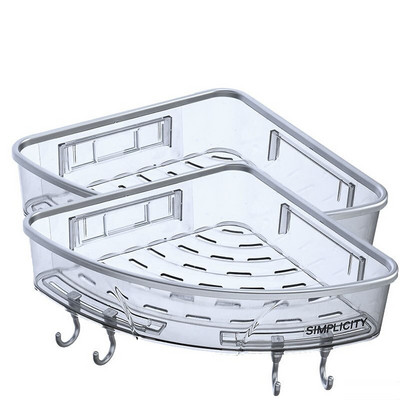 Vonios kambario laikymo lentyna rankšluosčių kabykla Sieninė dušo kabina šampūno lentyna su keturiais kabliais be gręžimo Virtuvės tualeto priedai