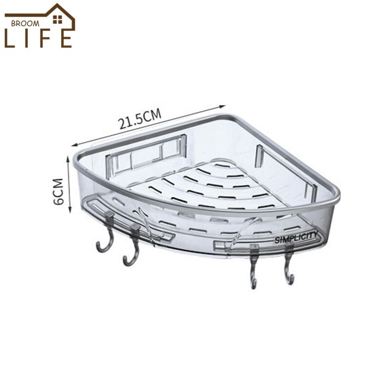 Vonios kambario laikymo lentyna rankšluosčių kabykla Sieninė dušo kabina šampūno lentyna su keturiais kabliais be gręžimo Virtuvės tualeto priedai