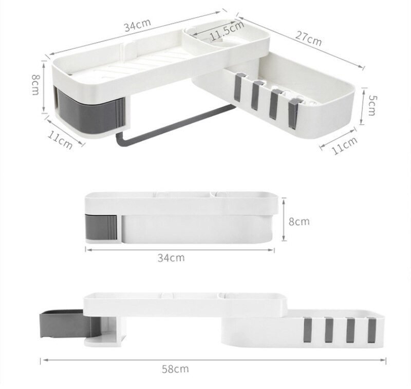 Raft de colț creativ Suport de depozitare pentru duș de baie, duș, șampon, suport de depozitare pentru bucătărie, organizator, accesorii de tip montat pe perete