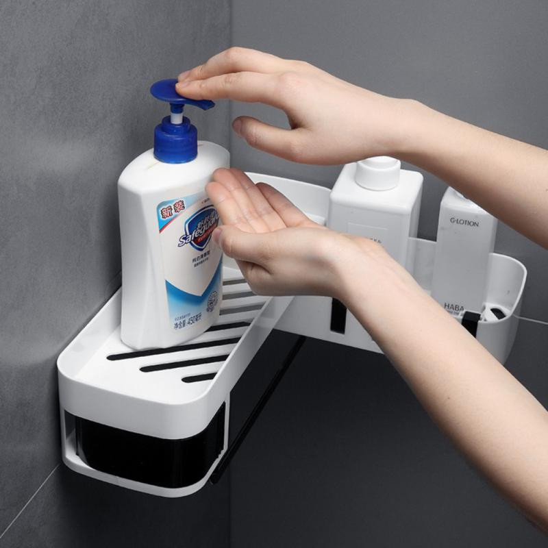 Raft de colț creativ Suport de depozitare pentru duș de baie, duș, șampon, suport de depozitare pentru bucătărie, organizator, accesorii de tip montat pe perete
