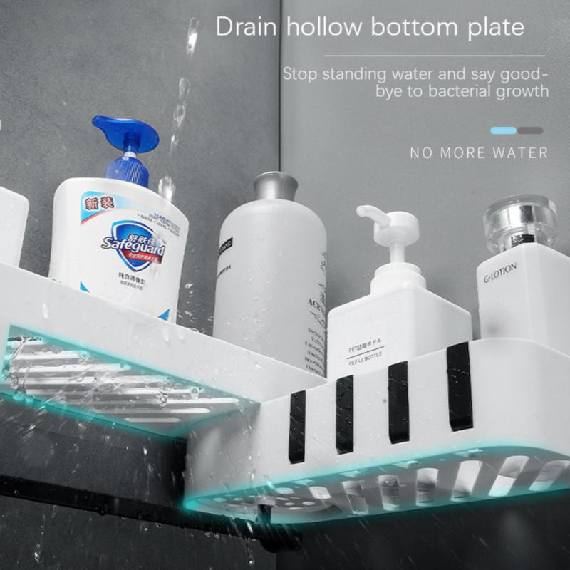 Raft de colț creativ Suport de depozitare pentru duș de baie, duș, șampon, suport de depozitare pentru bucătărie, organizator, accesorii de tip montat pe perete