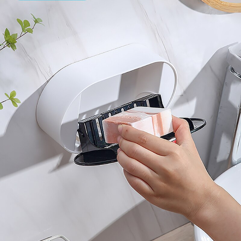 Prie sienos montuojama muilo indas vonios kambariui Nešiojama muilo laikymo dėžė Buitinė vonios kambarys vonios reikmenims Muilo indų tvirtinimo rinkiniai