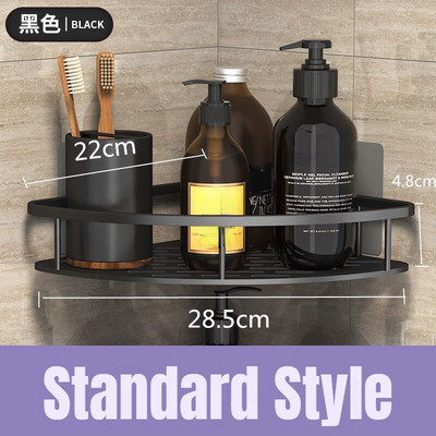 Fürdőszoba sarokpolc fúrás nélkül falra szerelhető rozsdaálló hely alumínium zuhany tároló állvány sampon rendszerező fürdőszobai kiegészítők
