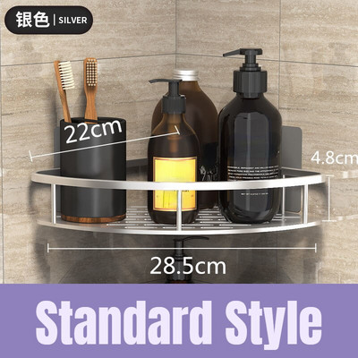 Fürdőszoba sarokpolc fúrás nélkül falra szerelhető rozsdaálló hely alumínium zuhany tároló állvány sampon rendszerező fürdőszobai kiegészítők