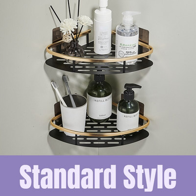 Fürdőszoba sarokpolc fúrás nélkül falra szerelhető rozsdaálló hely alumínium zuhany tároló állvány sampon rendszerező fürdőszobai kiegészítők