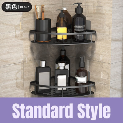 Fürdőszoba sarokpolc fúrás nélkül falra szerelhető rozsdaálló hely alumínium zuhany tároló állvány sampon rendszerező fürdőszobai kiegészítők
