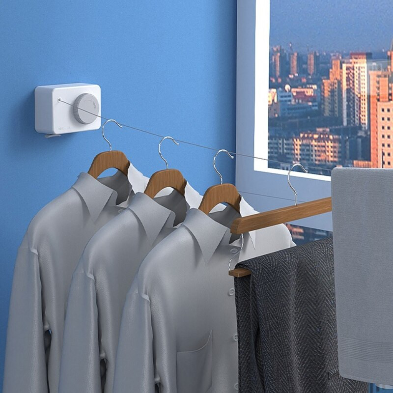 Hordozható ruhaszárító kötél Otthoni tárolás Acél Behúzható ruhakötél Ruhaszárító Rendező fürdőszobai erkélyhez