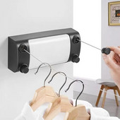 Sârmă de rufe retractabilă Negru/argintiu Sârmă de oțel cu două rânduri Umeraș pentru rufe de interior Uscător de haine invizibile Coarda de uscare Suport simplu