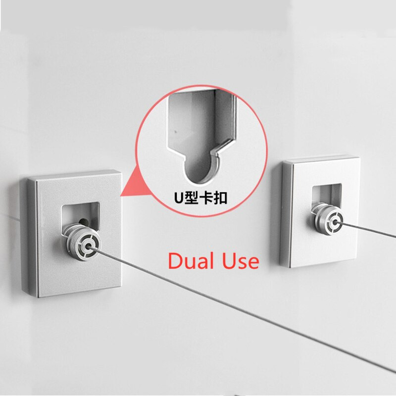 Sârmă de rufe retractabilă Negru/argintiu Sârmă de oțel cu două rânduri Umeraș pentru rufe de interior Uscător de haine invizibile Coarda de uscare Suport simplu