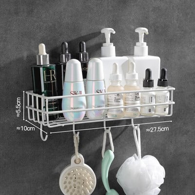 Fekete-fehér sampon tároló állvány fürdőszoba falra szerelhető tároló tartó Konyhai rendszerező fürdőszobai kiegészítők Salle De Bain