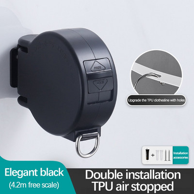 Corde de rufe invizibilă pentru interior, exterior, cu orificiu pentru umeraș, frânghie retractabilă, suport pentru uscare, linie de haine pentru balcon, fără găurire