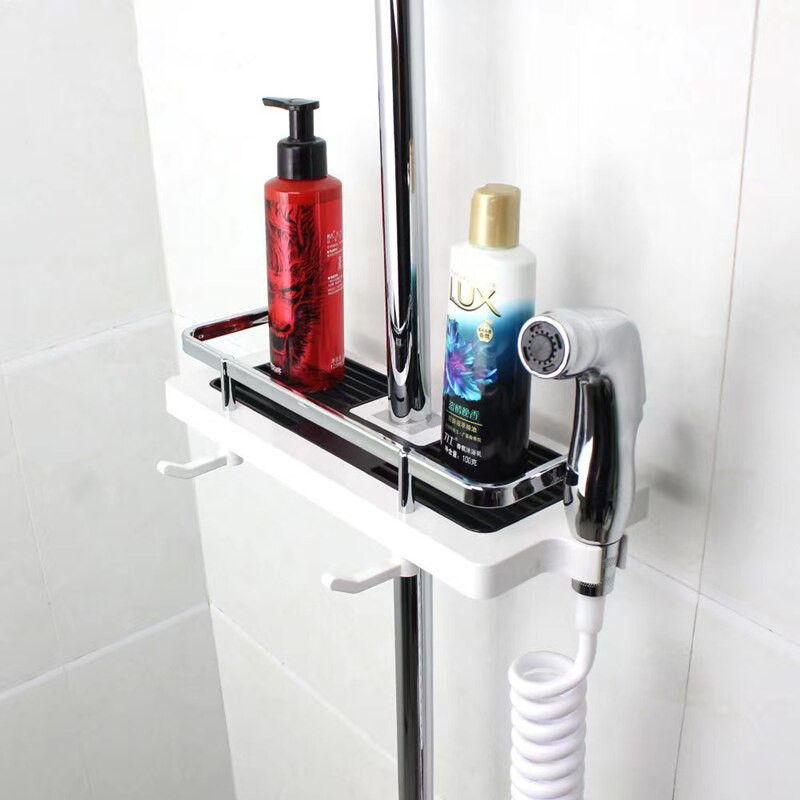 Uusim ühekihiline tasuta puurimine tõstmine dušipea lati hoiuriiul duširiiul šampoon kandik riiul Vannitoa hoiuriiul