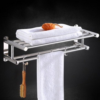 Ανοξείδωτη θήκη για πετσέτες μπάνιου Επιτοίχια κρεμάστρα για πετσέτες ντουζιέρας οργάνωσης Ράφι αποθήκευσης κουζίνας με 4 γάντζους