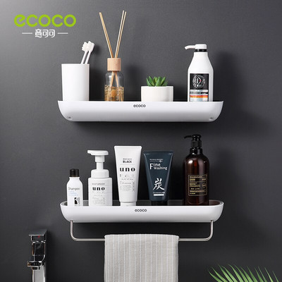 ECOCO Рафтове за баня Органайзер Поставка за съхранение Държач Стенен монтаж Рафт за кърпи Поставка за шампоан с поставка за кърпи Кухненски аксесоари