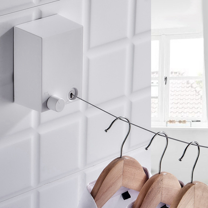 Lyukasztásmentes láthatatlan ruhakötél teleszkópos, automata falra szerelhető beltéri szállodai rozsdamentes acél erkélyszárító állvány