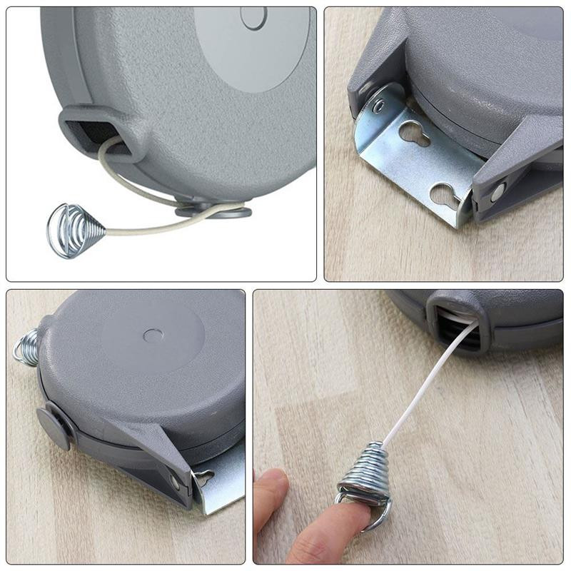 Vonal kihúzható ruhakötél Mosóruhák Kiszárítás Hordozható behúzható kültéri mosoda Rozsdamentes acél kötél kültéri huzal