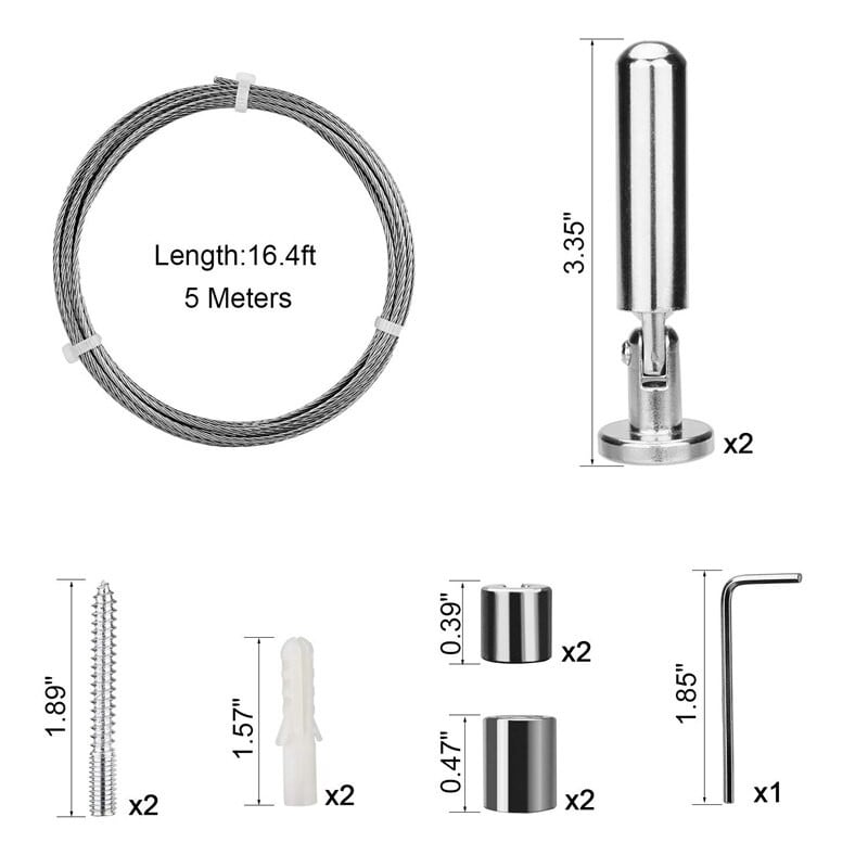 Karštas SV-Sienos montuojamas užuolaidų vielos strypų rinkinys, skirtas meno ekranui – nerūdijančio plieno nuotraukų pakabinimo viela rūbų juostos vielos lango užuolaidos dešimtys