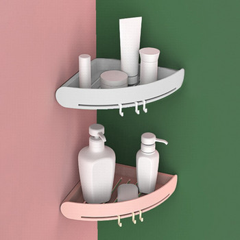 WBBOOMING Πλαστικά γωνιακά ράφια αποθήκευσης μπάνιου Τριγωνικό ράφι ντουζιέρας Γωνιακό ράφι αποθήκευσης μπάνιου Σχεδιασμός βεντούζας