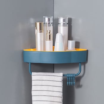 Многофункционална ъглова поставка за баня с кука за източване Дизайн, спестяващ място, отделяща се кухненска кутия за съхранение, пластмасови поставки