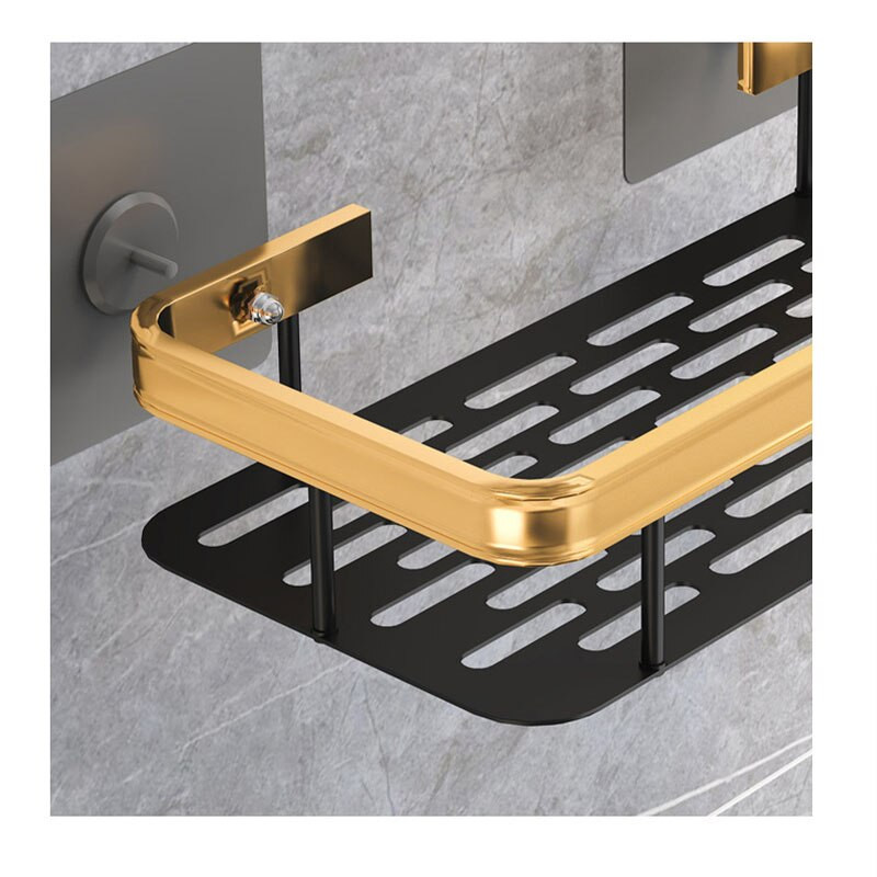 Raft adeziv negru pentru baie Raft pentru șampon pentru duș Suport pentru bucătărie Suport pentru toaletă Organizator pentru bucătărie Accesorii pentru baie