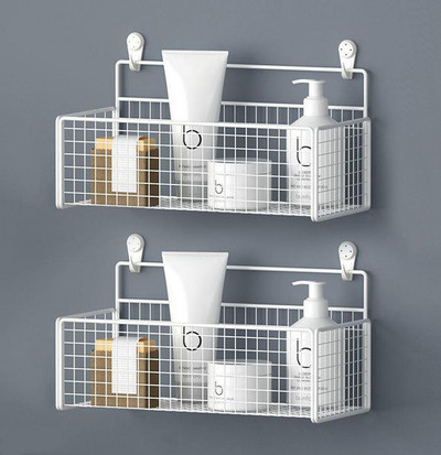 Fekete zuhanyfali polc Lyukasztó Ingyenes zuhanypolc Fekete fehér Tárolókosár tároló állvány Konyha Fürdőszoba Kiegészítők